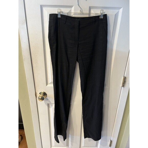 Theory Pants Womens Sz 6 Black Cargo Linen Pockets USA minimalist stretch beachy - Picture 7 of 7